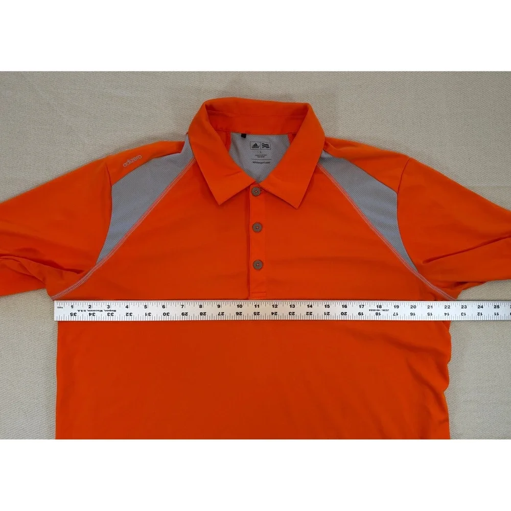 Adidas Golf Adizero Polo Shirt Mens Large Orange Grey Mesh Back Performance Tee